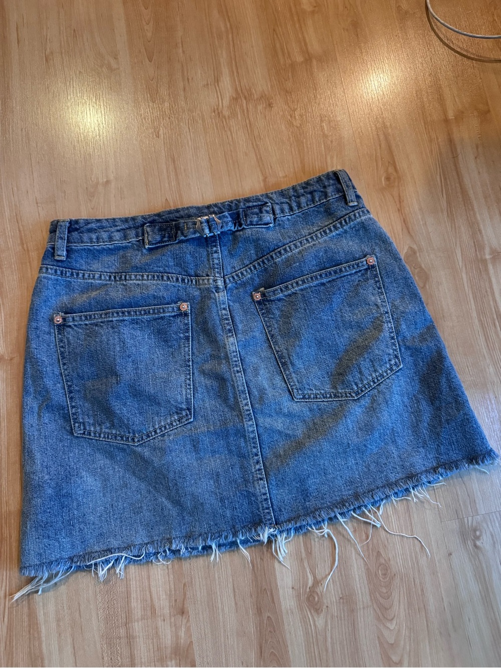 We The Free Blue Denim Mini Skirt with Frayed Hem - Picture 4 of 4